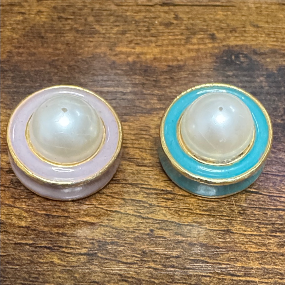Kenneth Jay Lane Faux Pearl and Enamel Earrings KJL